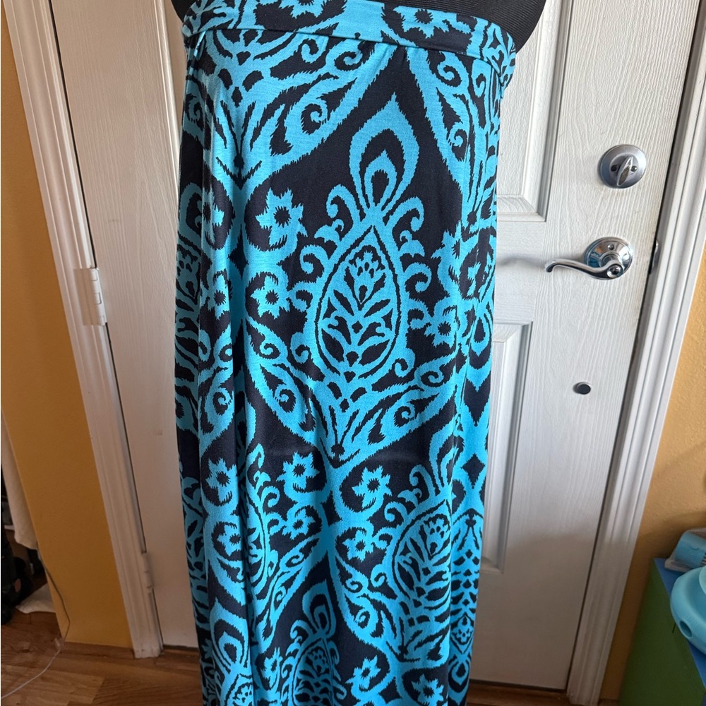 Blue and Black Patterned Maxi Dress